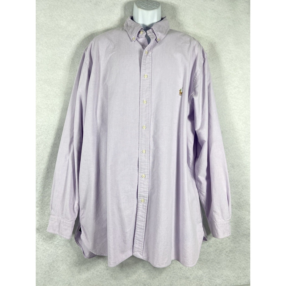 Vintage Polo Ralph Lauren Oxford Shirt Mens‎ 2XLT Purple Long Sleeve